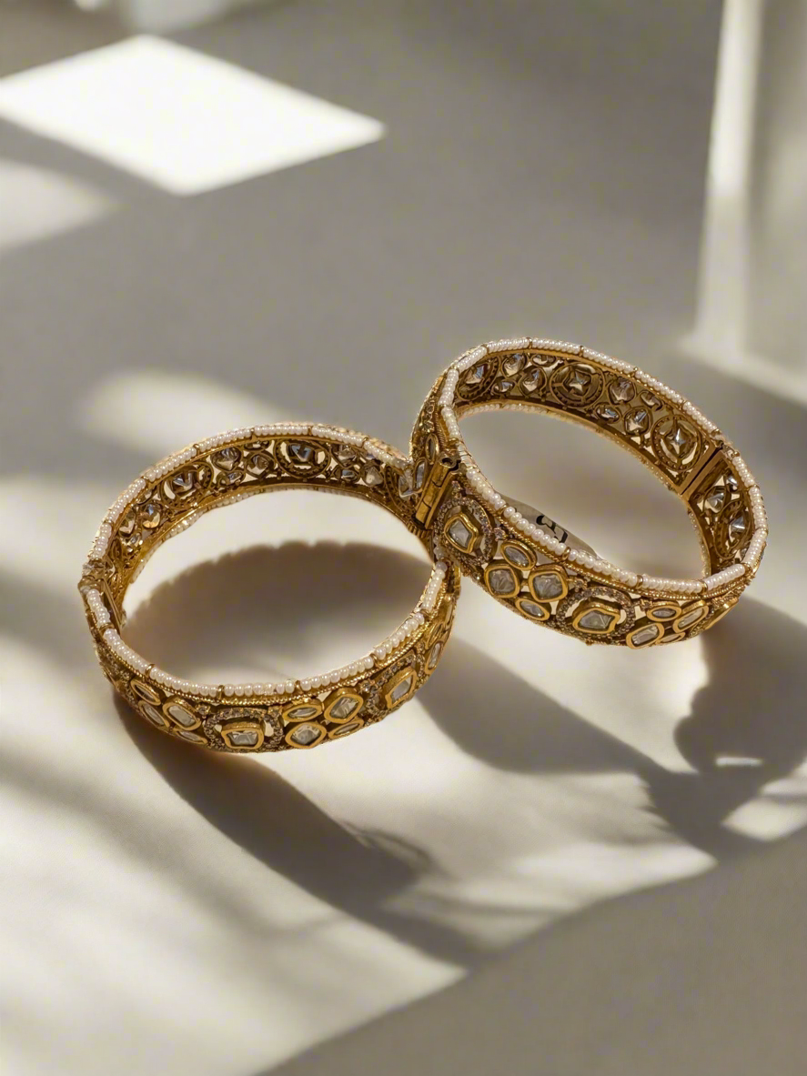 Pearl Polki kada set of 2