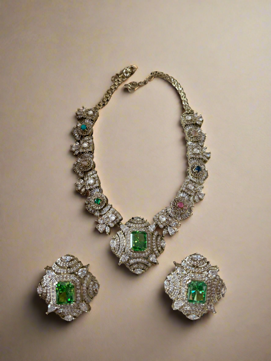 Victorian multi stone semi precious Neckpiece with studs