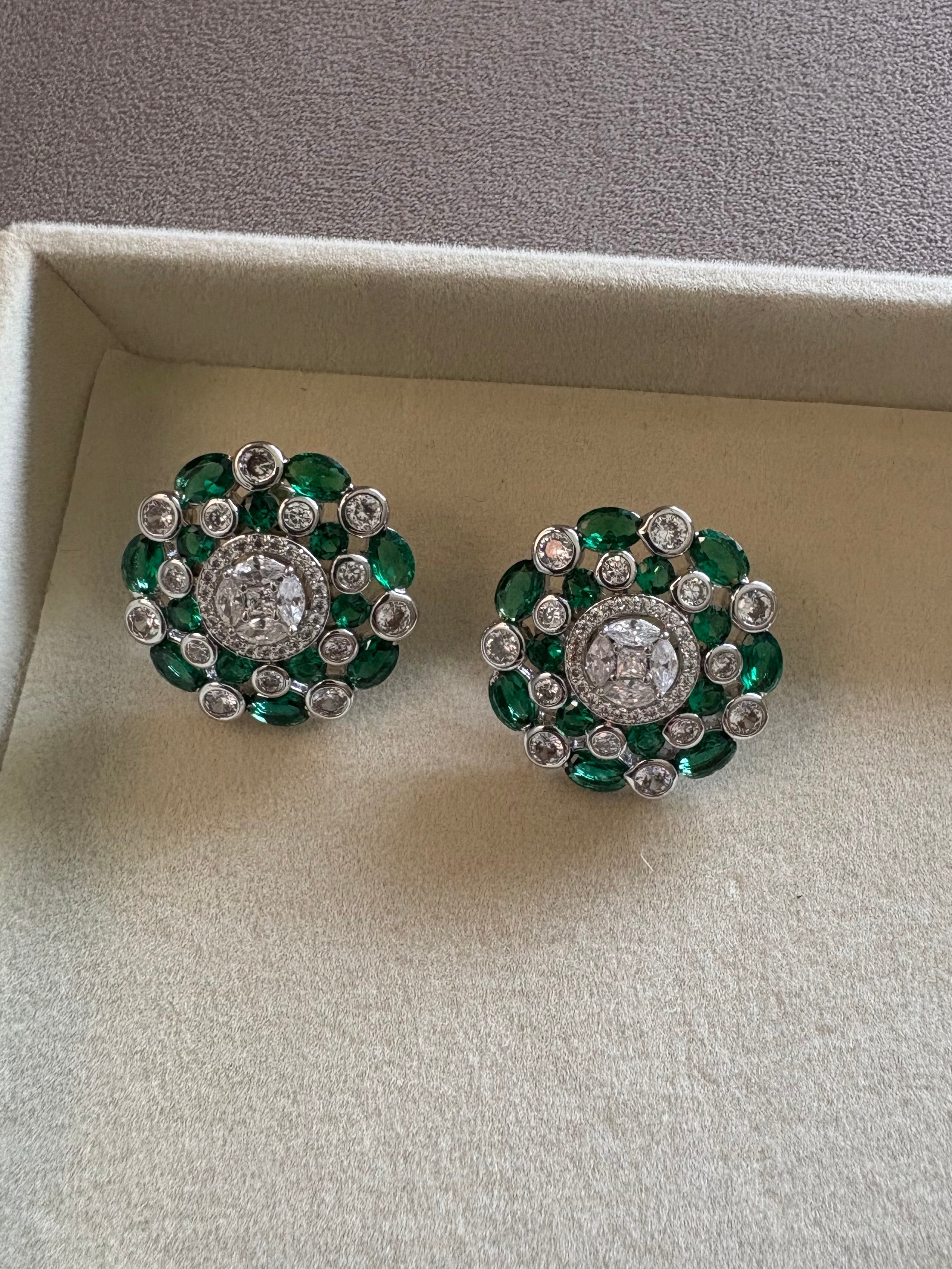 Green moissanite diamond studs