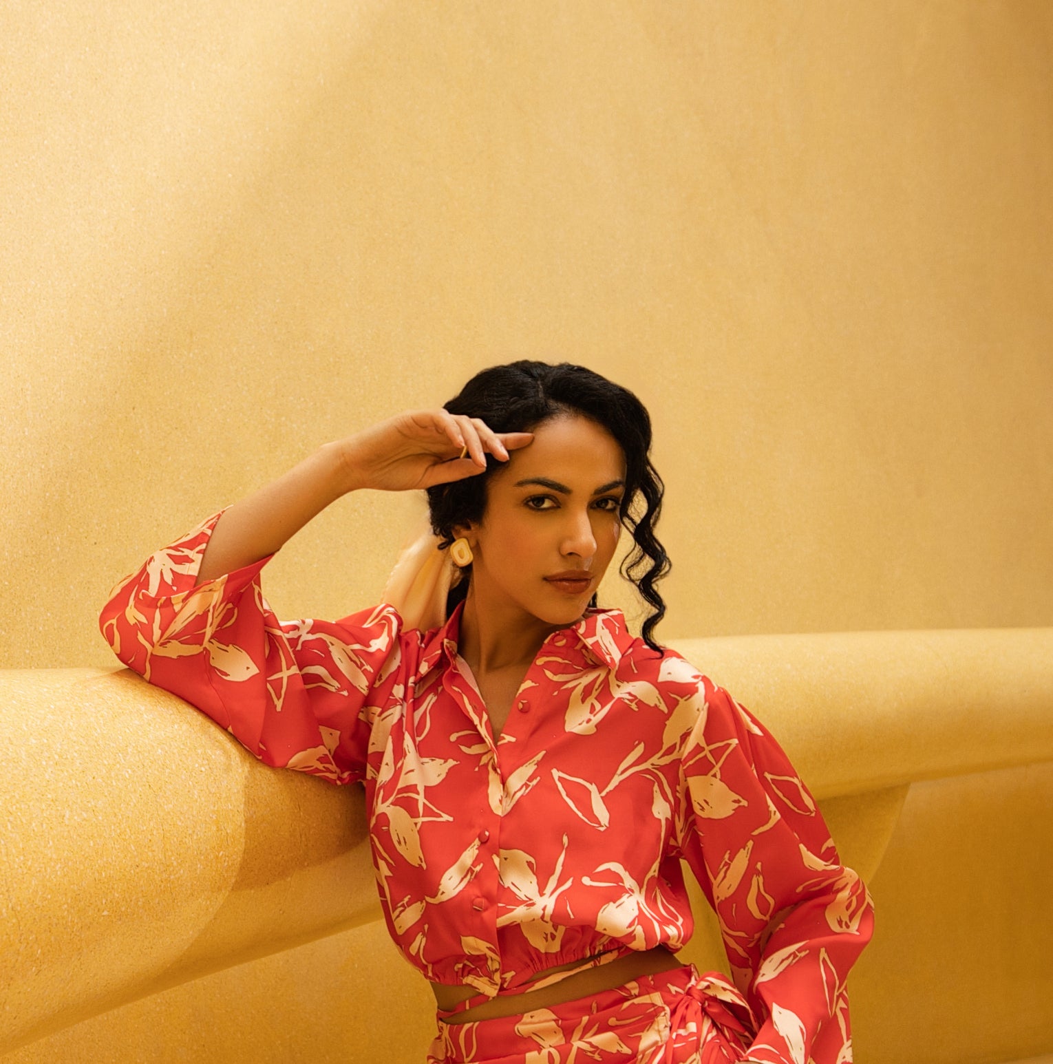 White & Gold Statement Studs