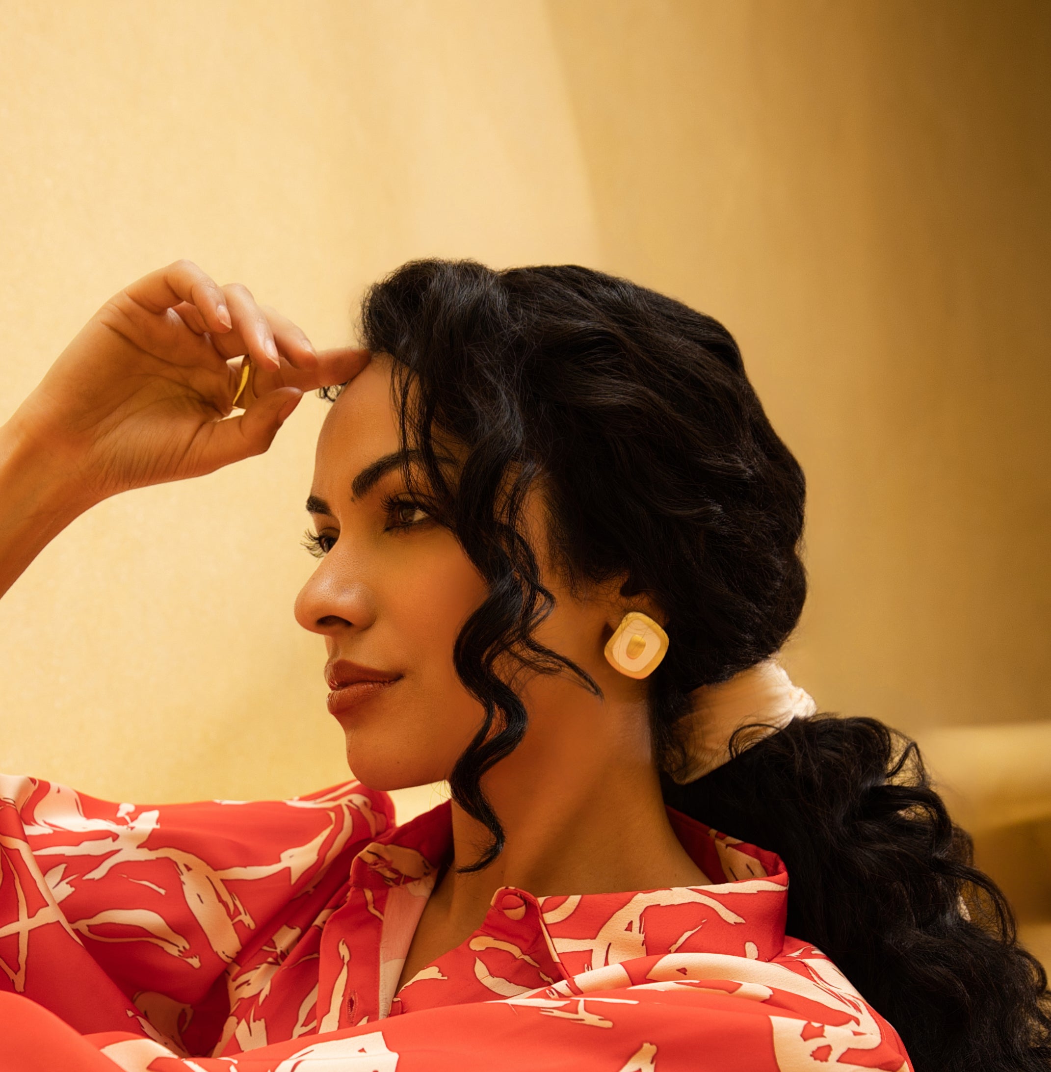 White & Gold Statement Studs