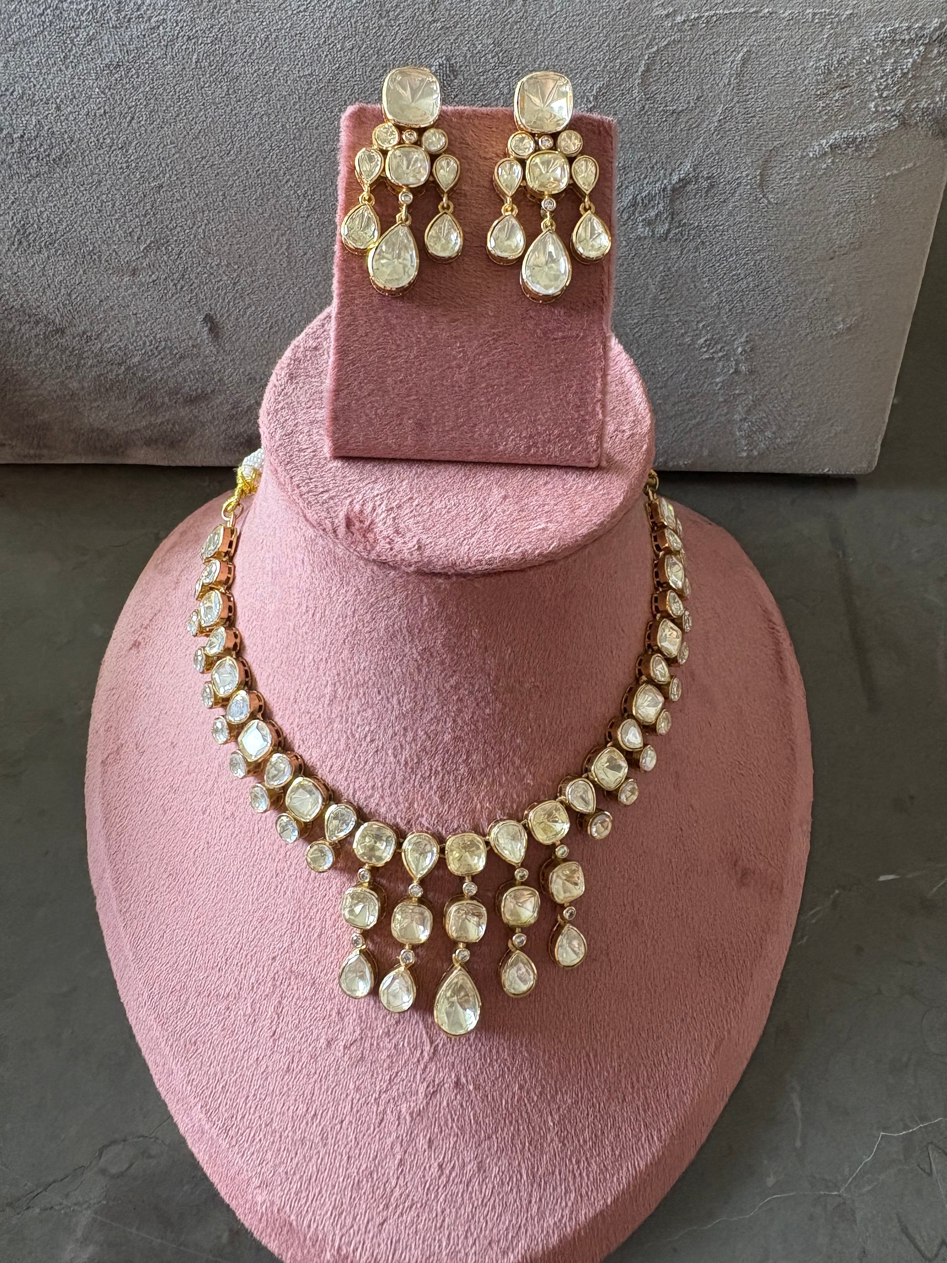 Polki Cascade Necklace & Earrings