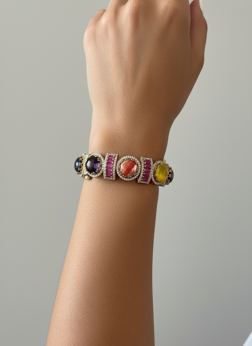 Multicoloured semi precious bracelet