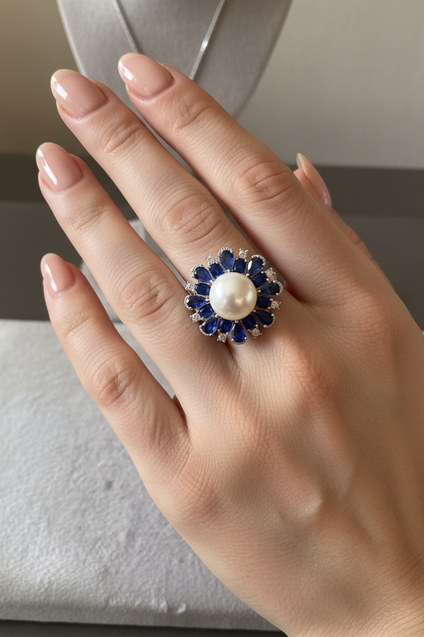 Azure Pearl Ring
