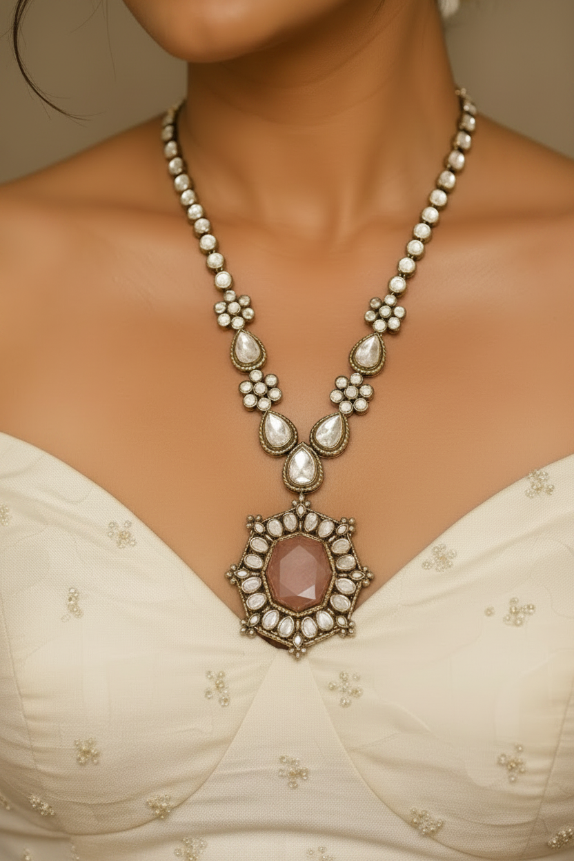 Maharani Polki Necklace with Natural Stone