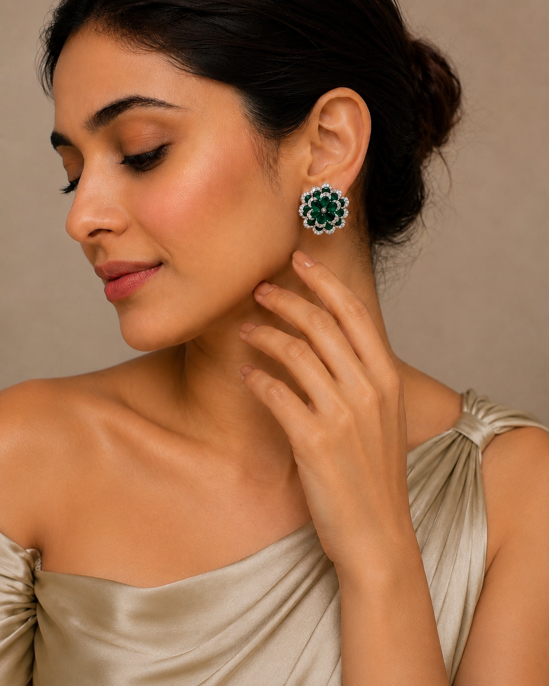 Emerald bloom crystal studs