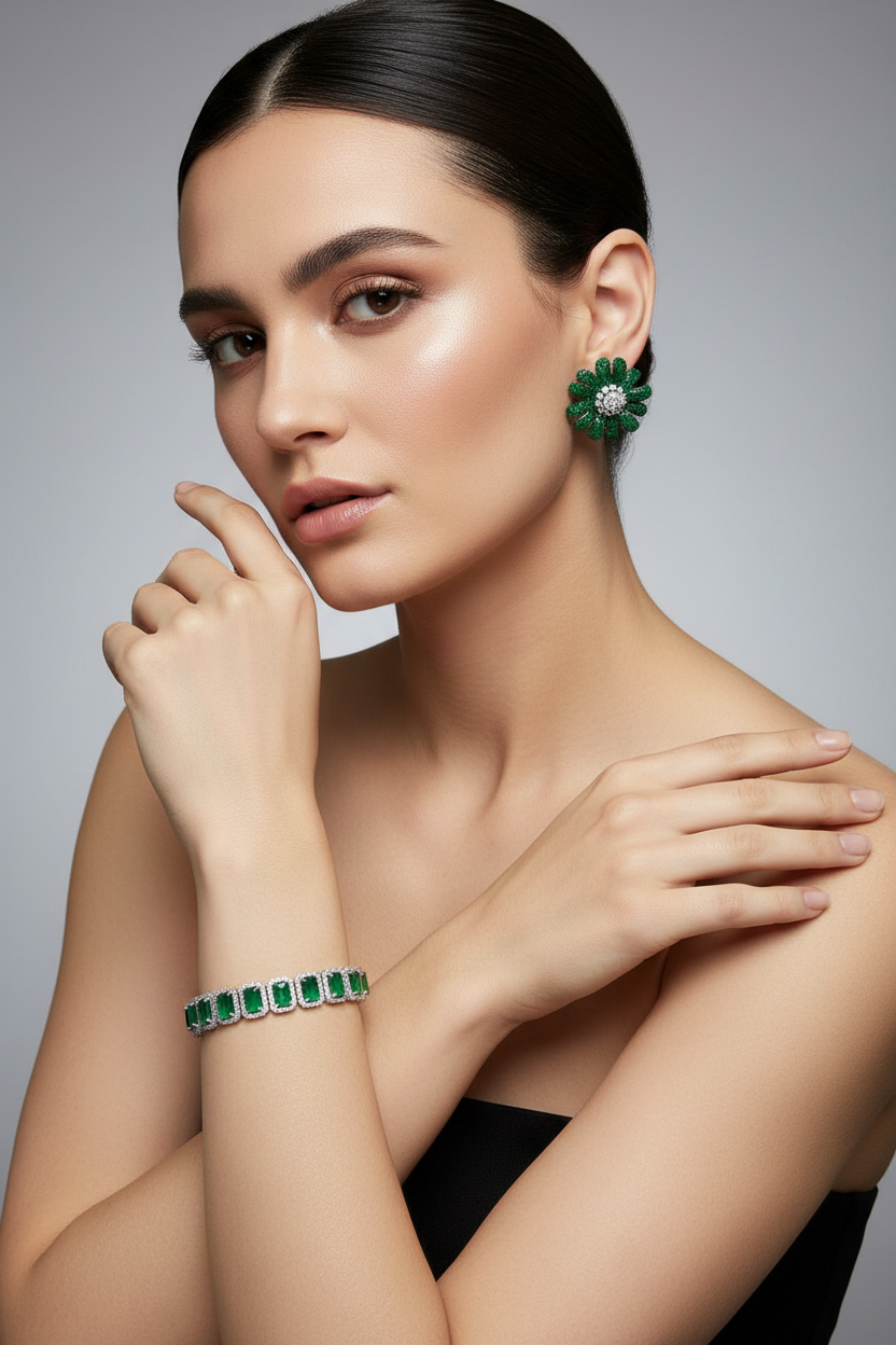 Emerald diamond tennis bracelet