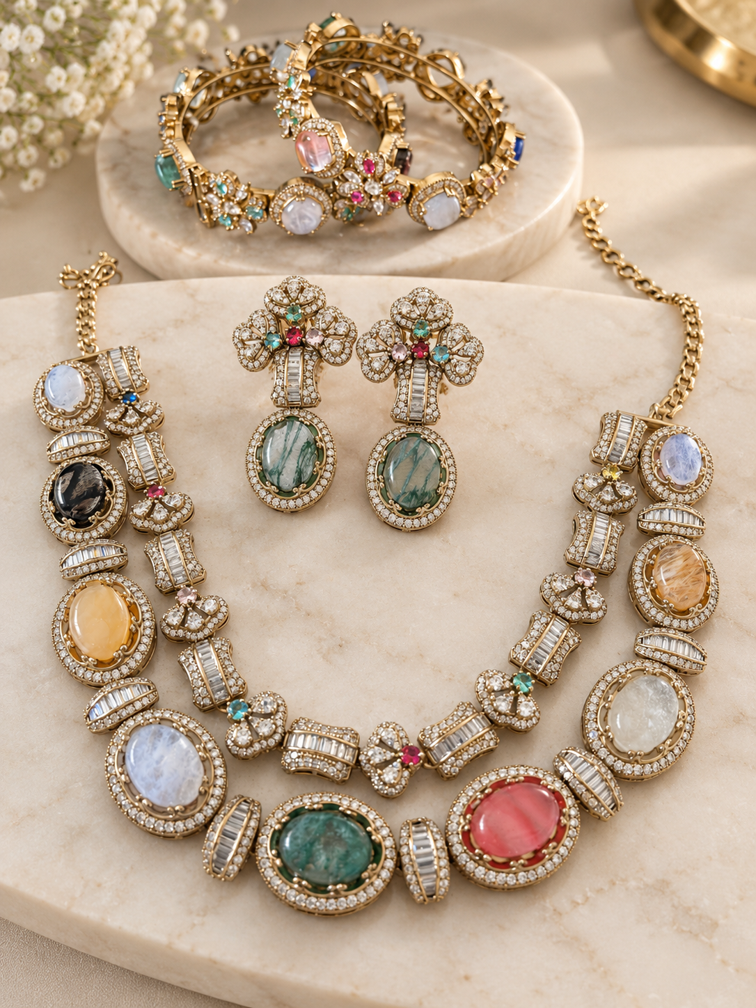 Victorian Multi Stone Two Layer Set