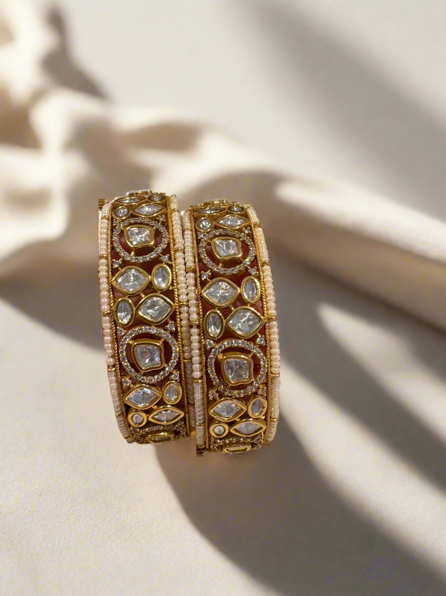 Pearl Polki kada set of 2