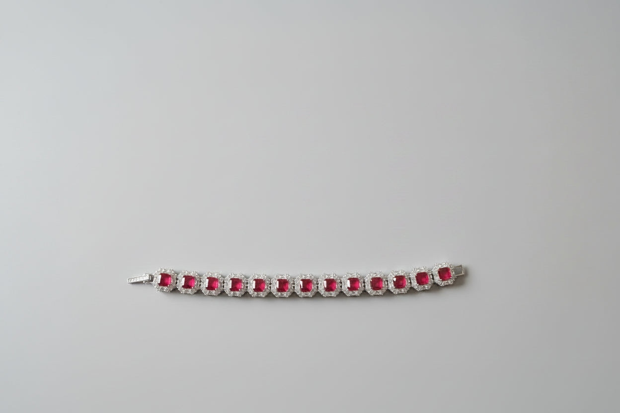 Ruby Glow Diamond Tennis Bracelet