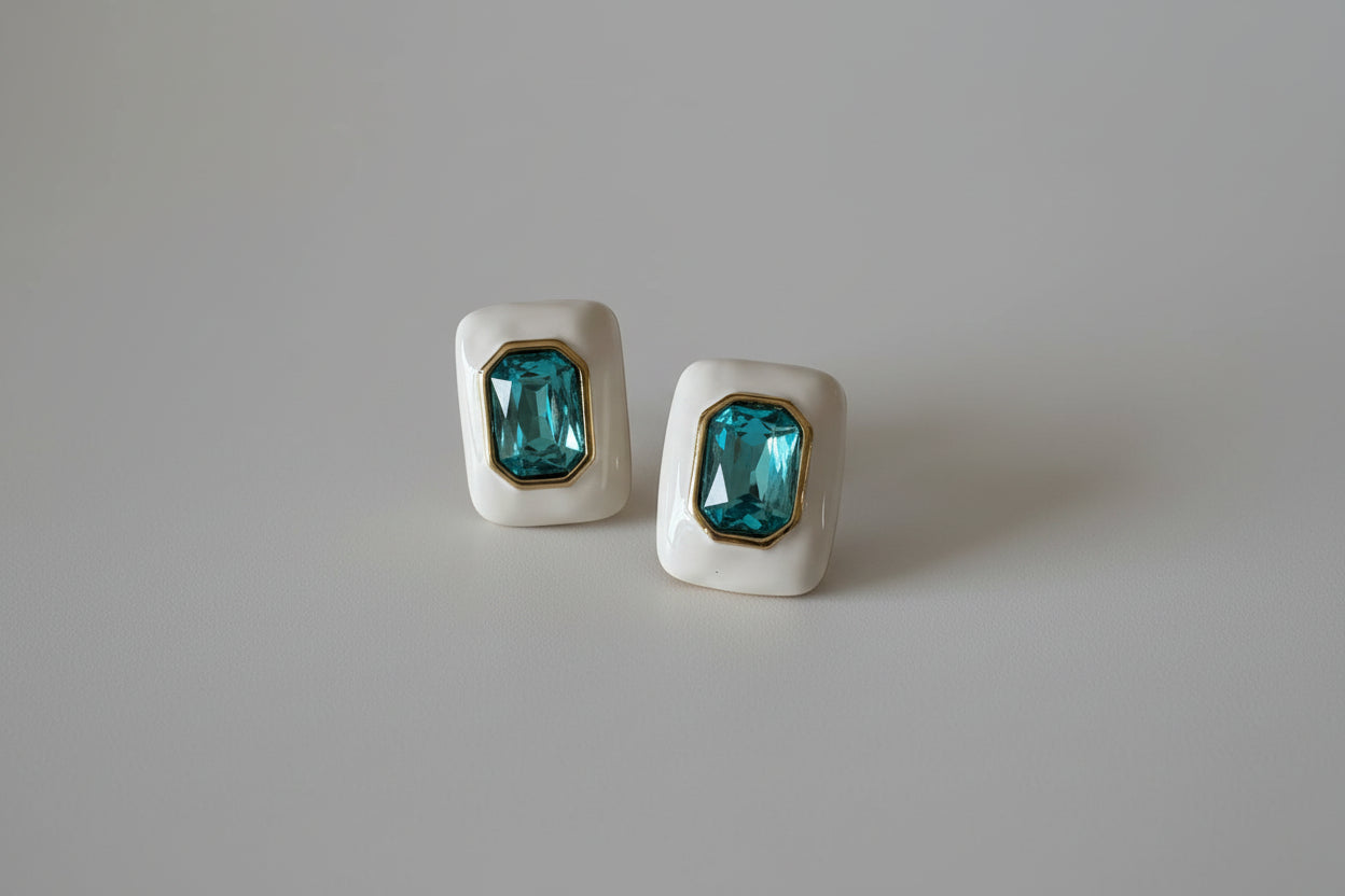 Azure Crystal White Studs