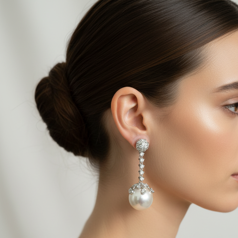 Celestial Pearl Diamond danglers