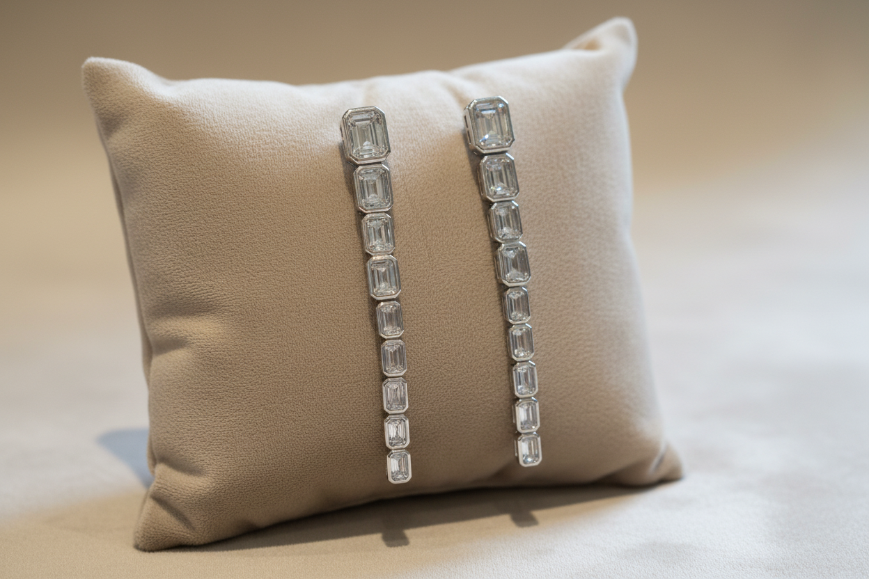 Contemporary single line diamond danglers