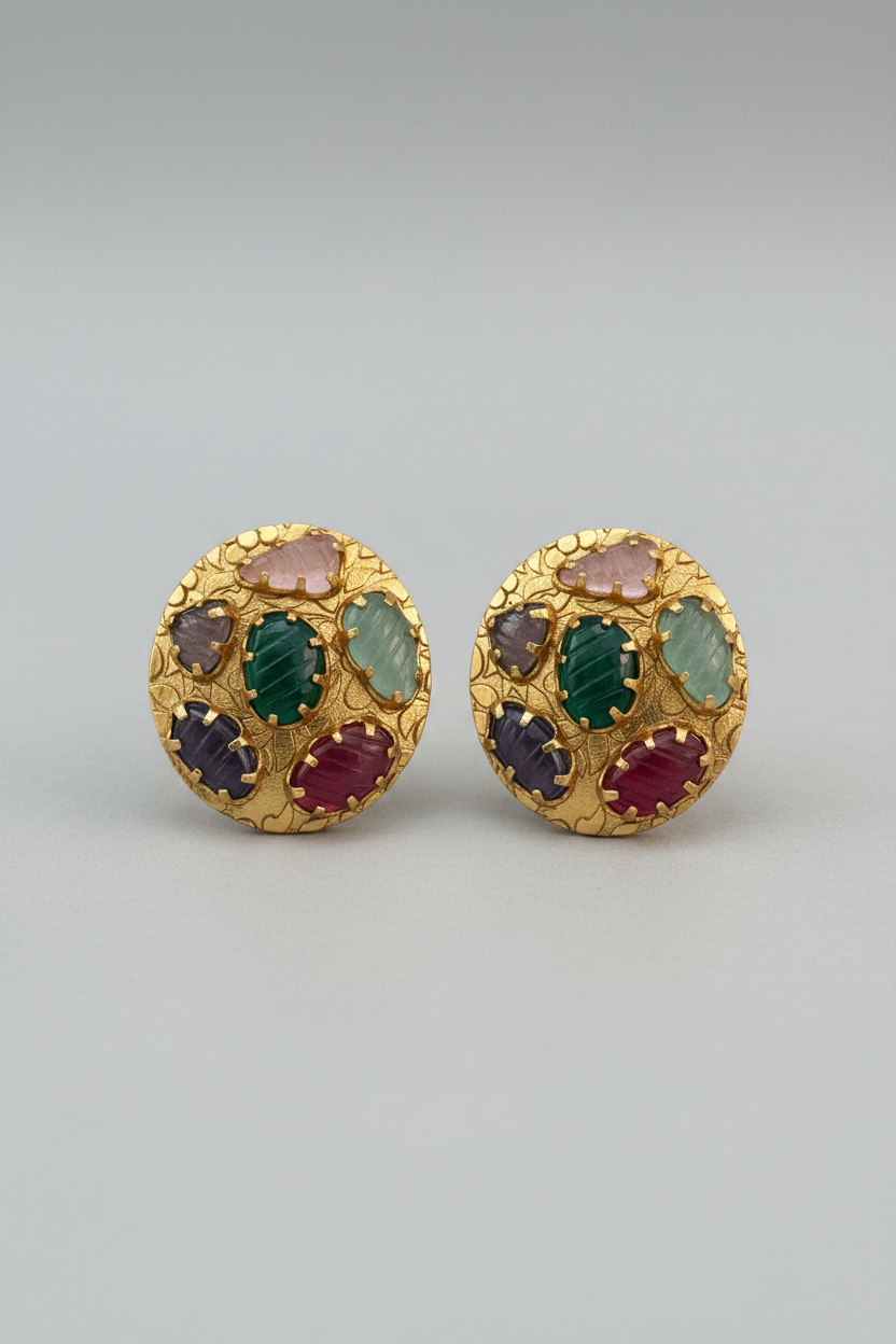 Vintage Navrattan Matt Gold Studs