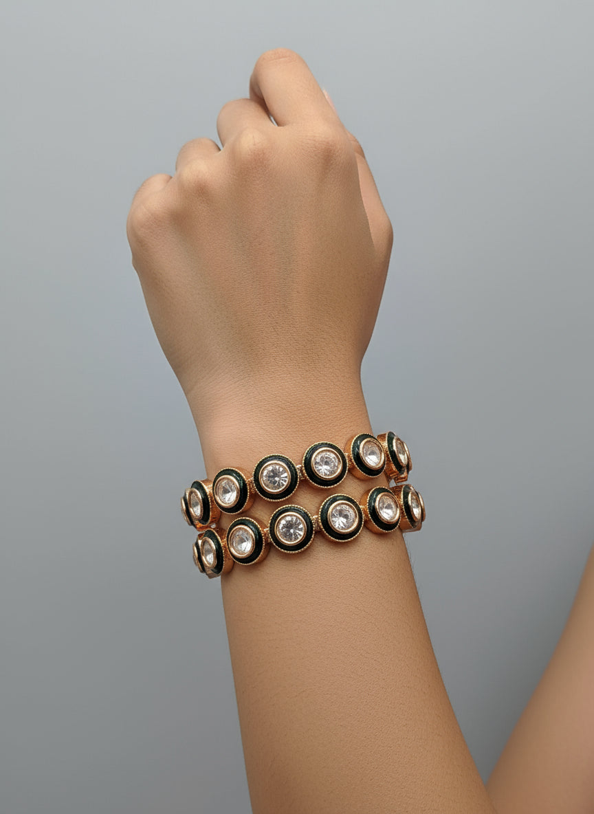 Round Polki Kada set