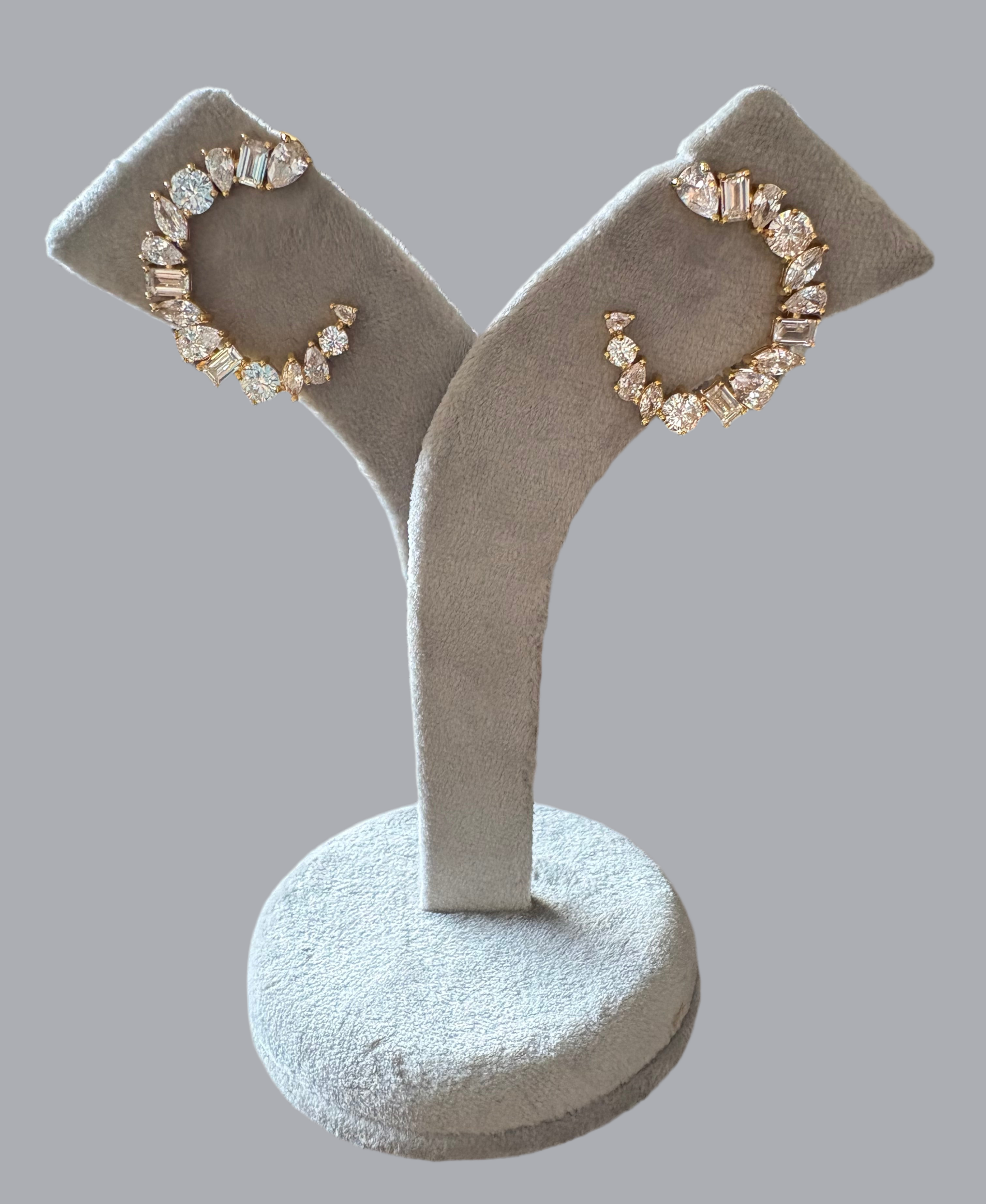 C shape contemporary diamond studs