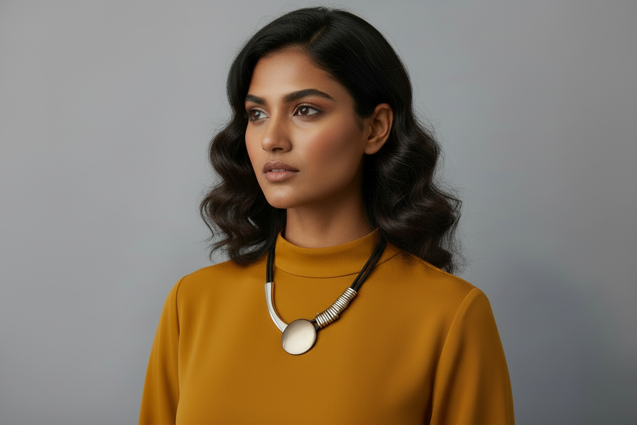 Statement Gold & Leather Neckpiece