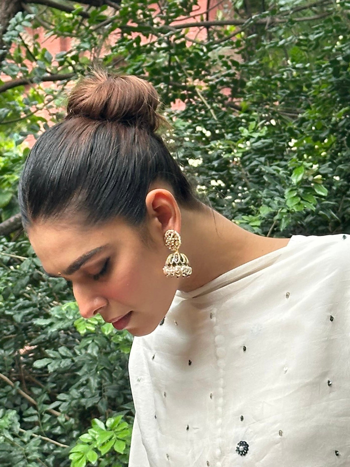 Reeva Blue Meena Pearl Jhumkas