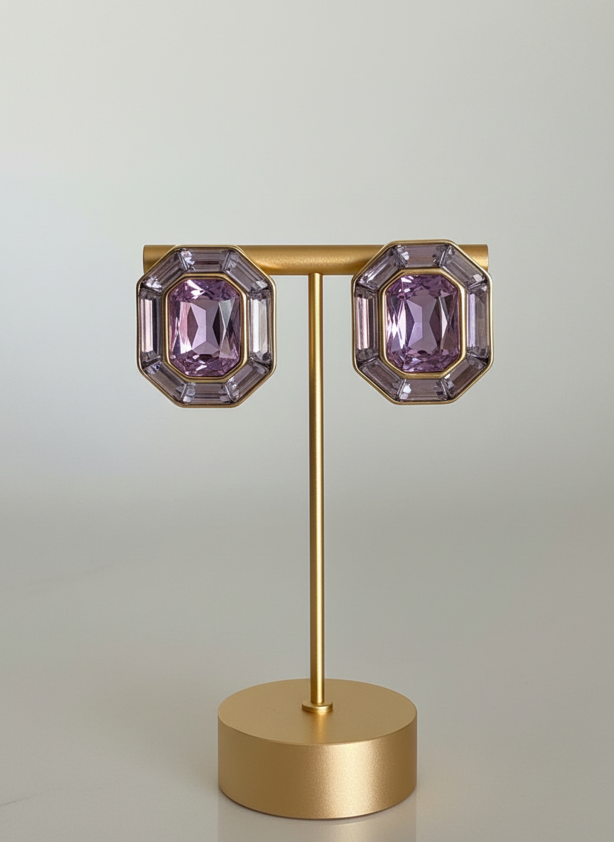 Lilac crystal statement studs