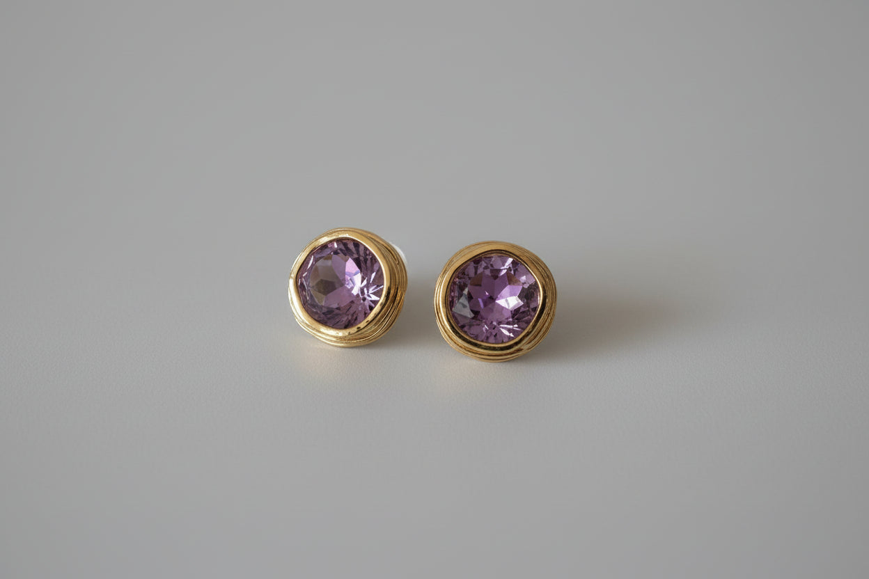 Lilac Gold Crystal Studs