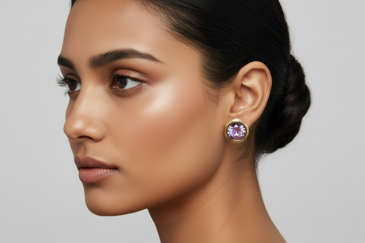 Lilac Gold Crystal Studs