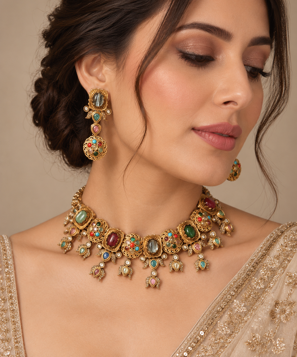 The Imperial Antique Gold Choker Set