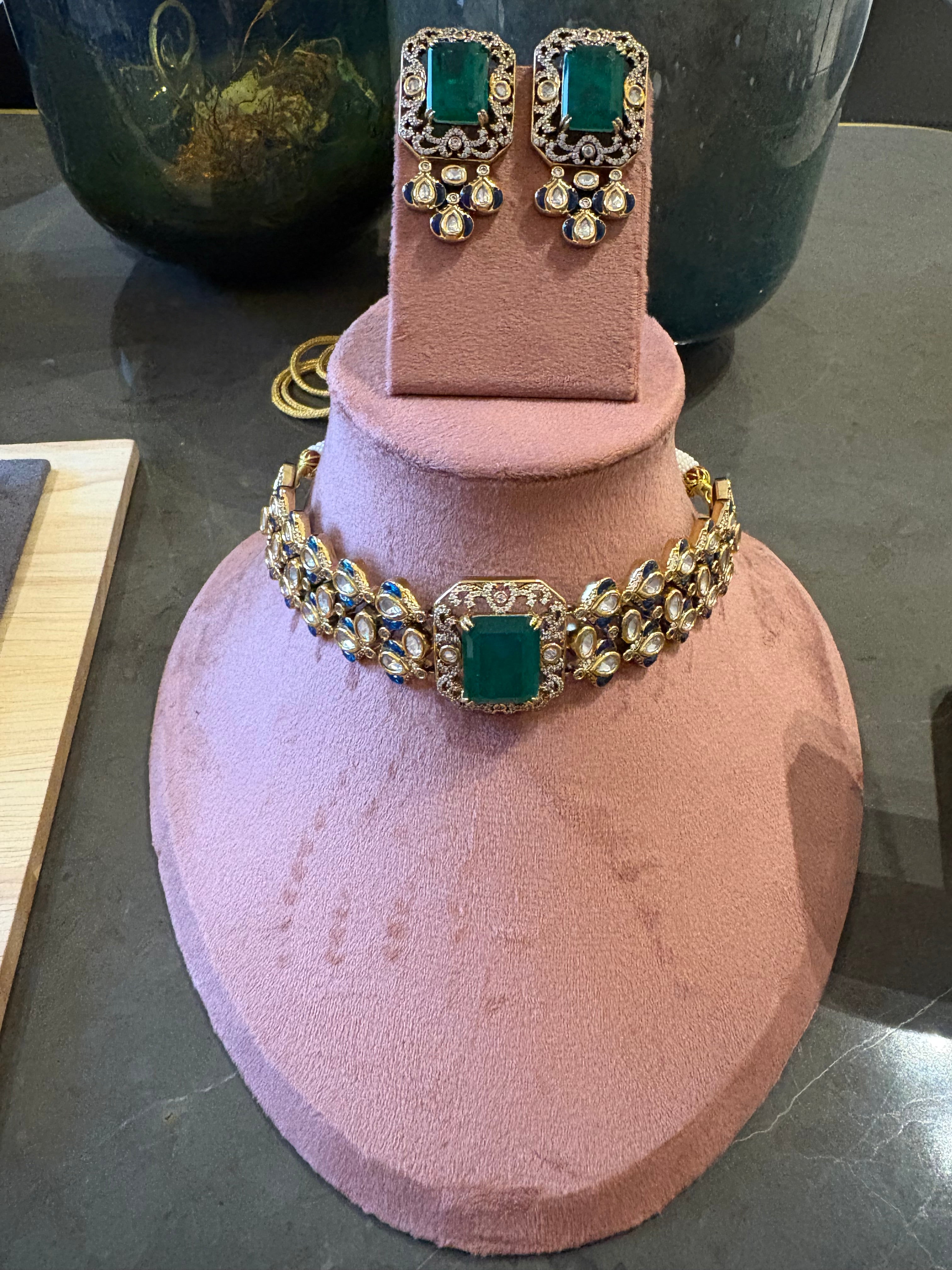 Noor Emerald Polki Set