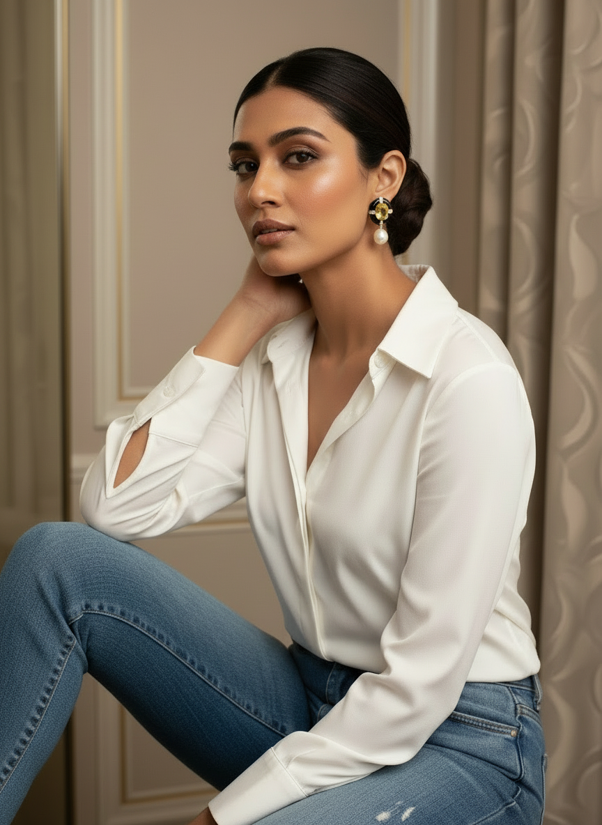 Pearl Crystal topaz earrings