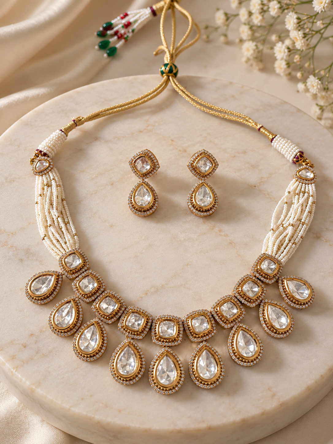 Ivory Pearl Polki Choker Set