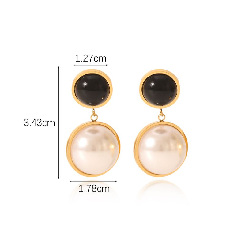 Pearl & black gold drops