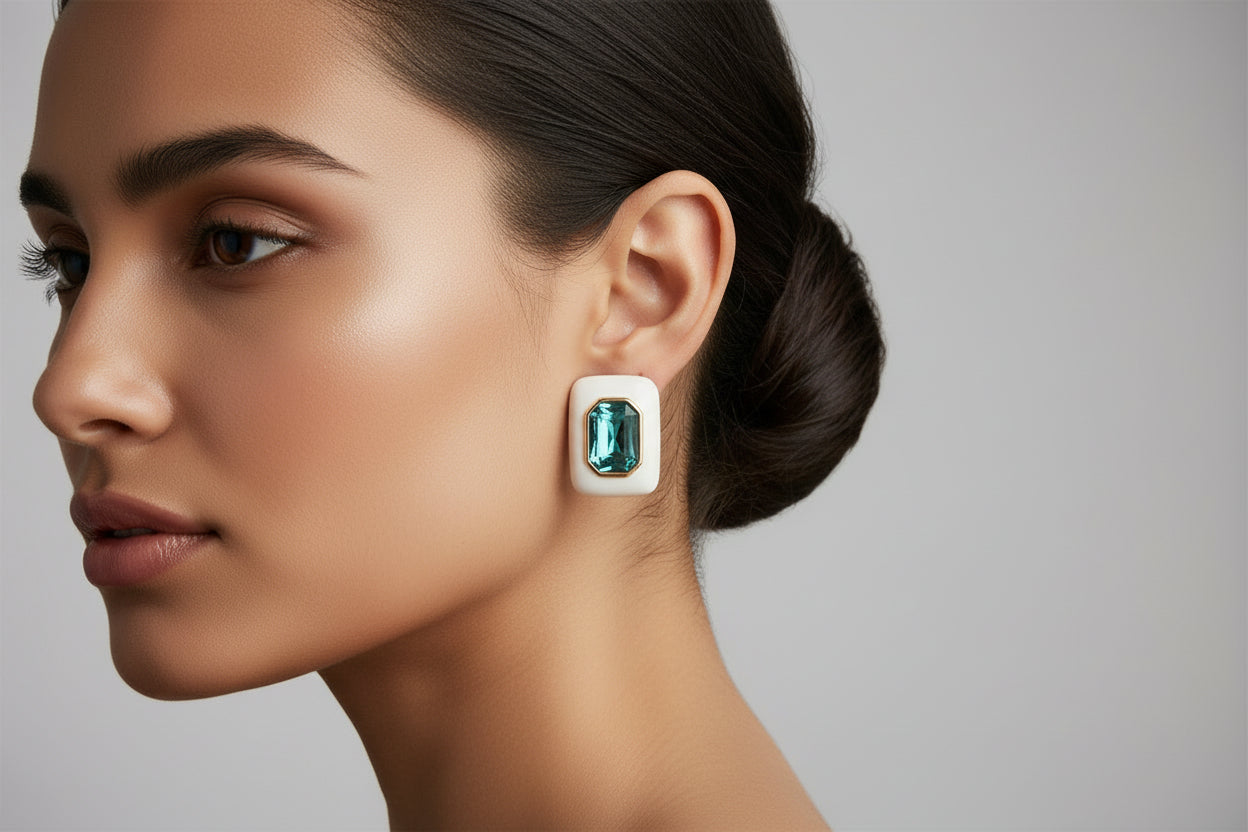 Azure Crystal White Studs