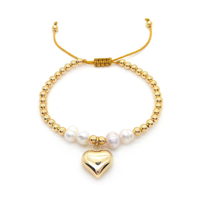 Heart shape pearl adjustable bracelet