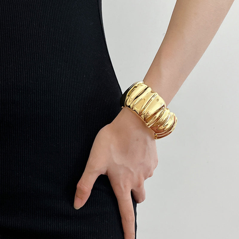 Irregular plated statement gold bracelet