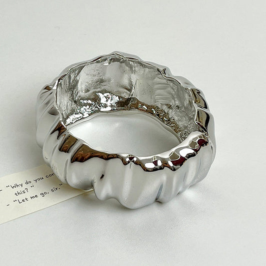 Irregular plated statement silver bracelet