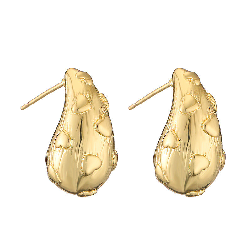 Love Embossed Water Drop Earrings