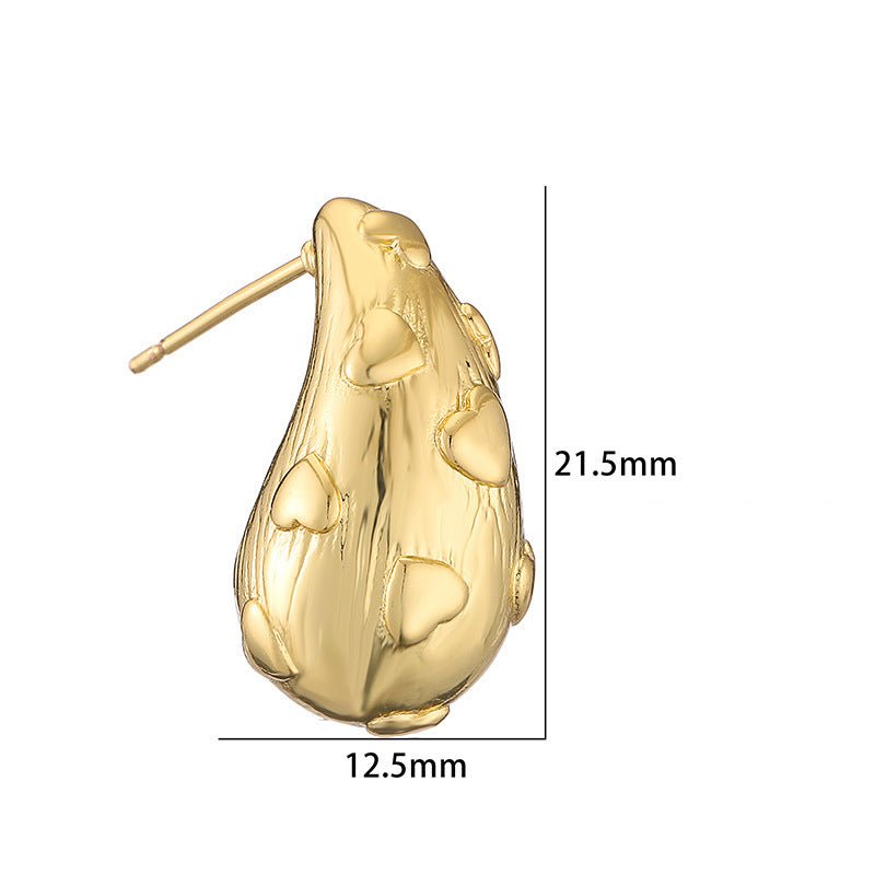 Love Embossed Water Drop Earrings