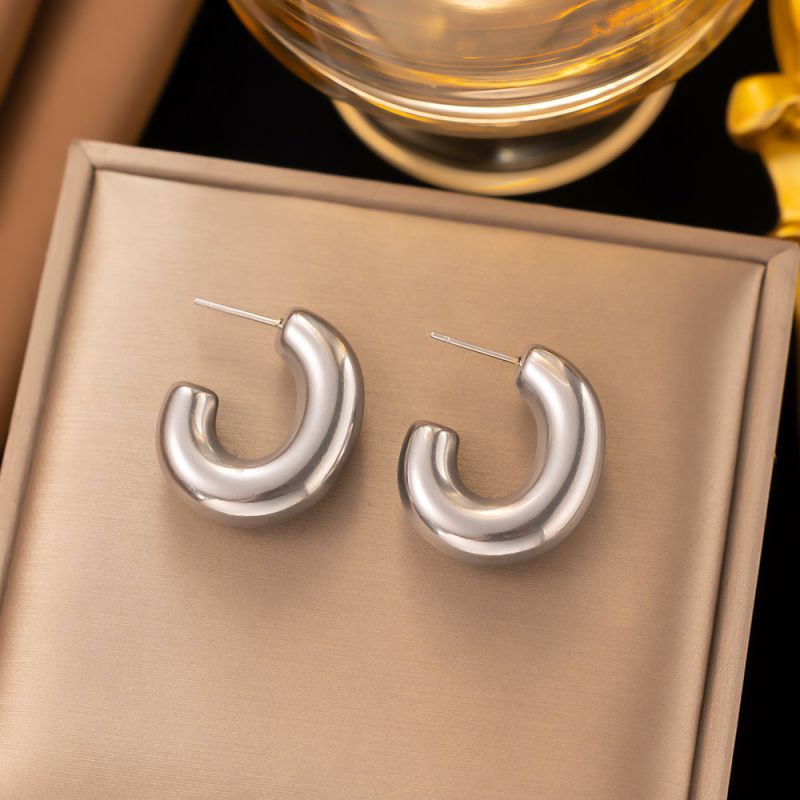 Matt Silver C shaped earrings