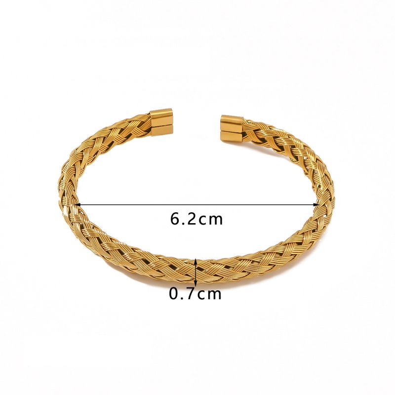 Weave Texture Open Gold Bracelet