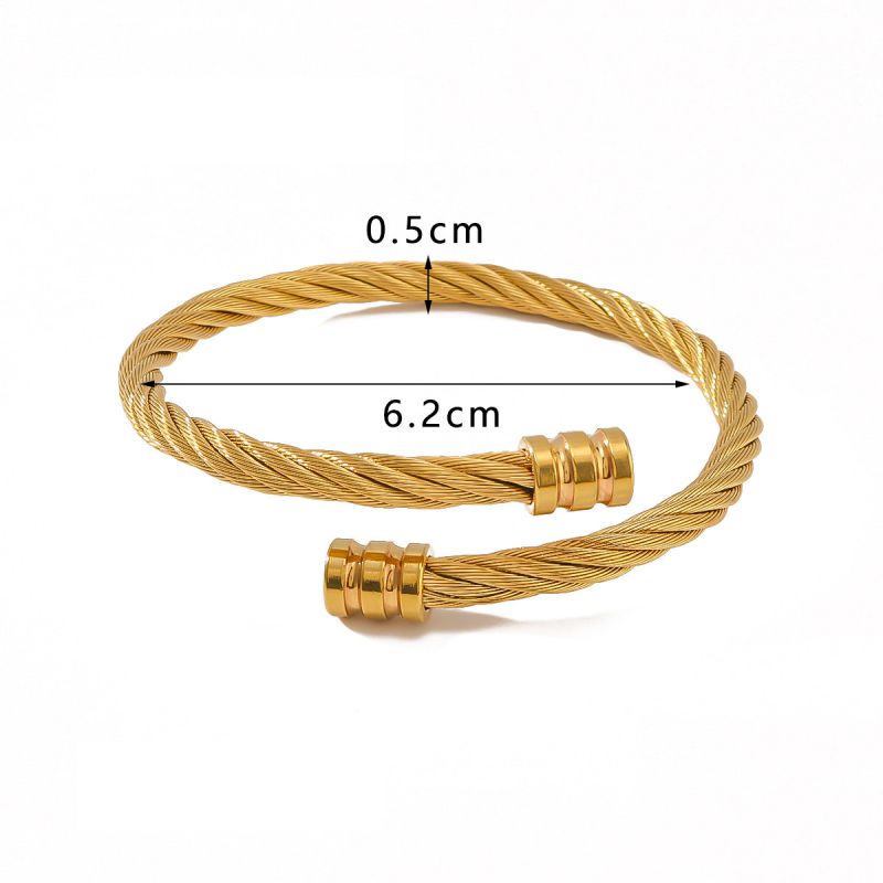 Gold Plated Cable Open Bracelet