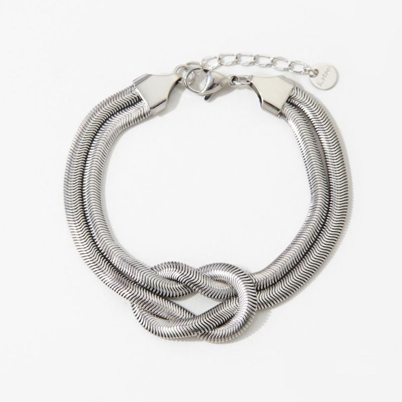 Silver snake chain knotted bracelet