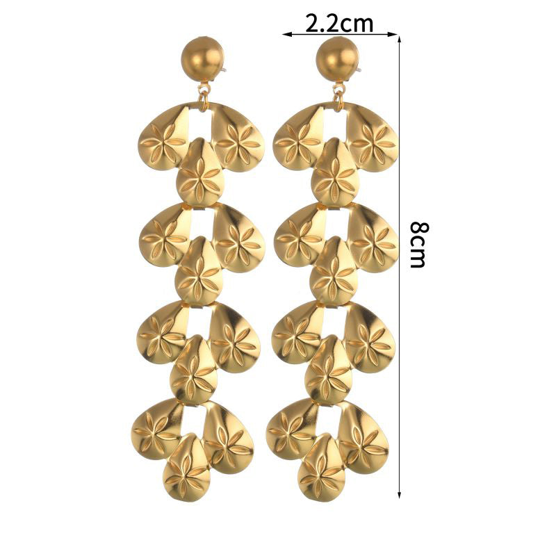 Multi drop gold earrings