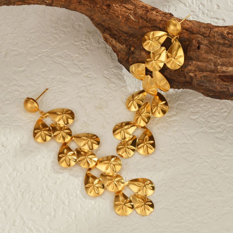 Multi drop gold earrings