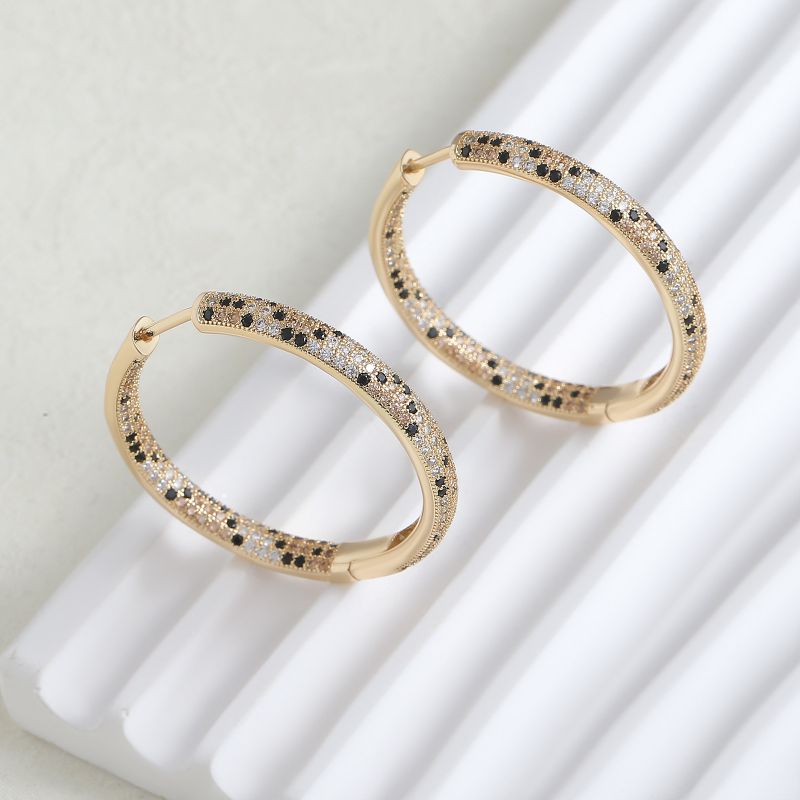 Black & gold crystal statement hoops