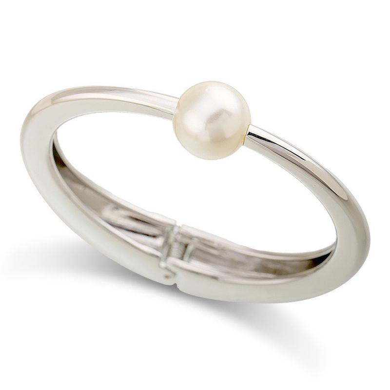 Silver pearl statement bracelet