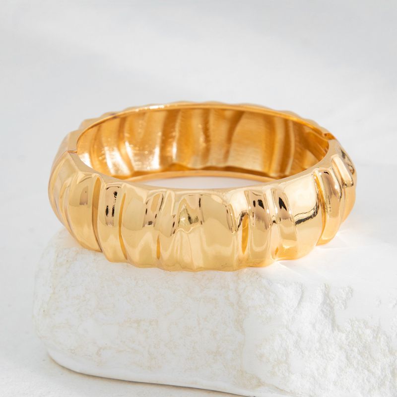 Gold Pleated Statement bracelet