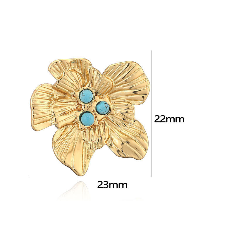 Turq Gold plated flower studs