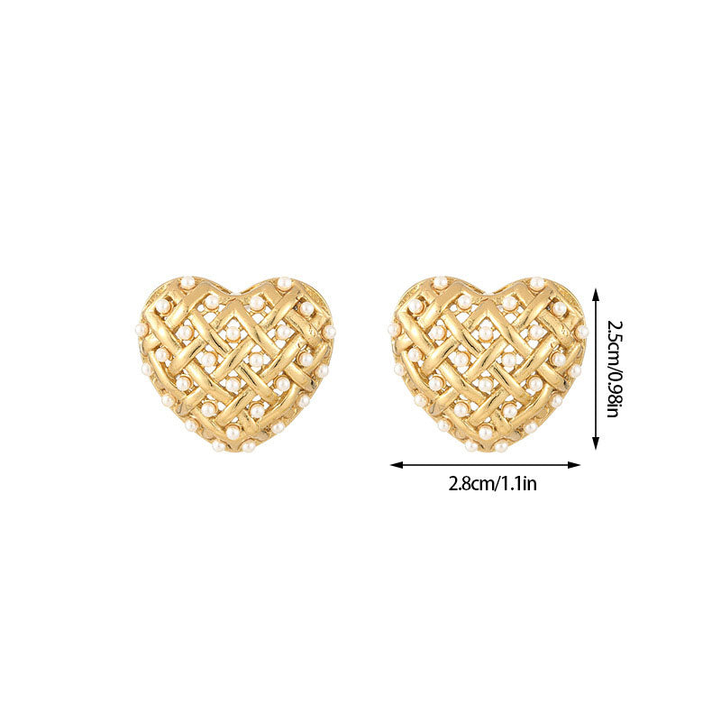 Heart shape gold studs