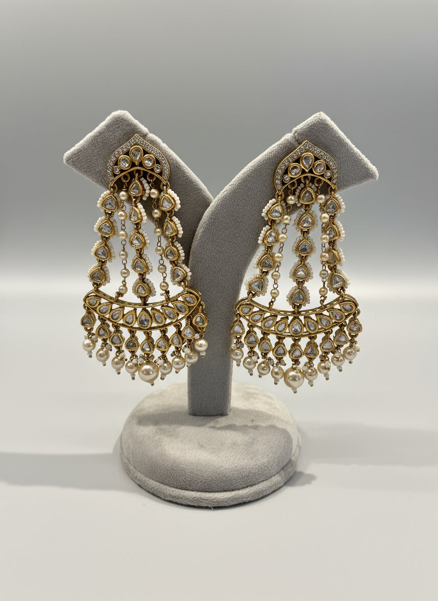 Waterfall Polki & Pearl Chaandbalis