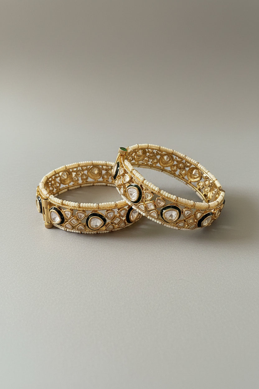 Navyika Polki Pearl Kada Set