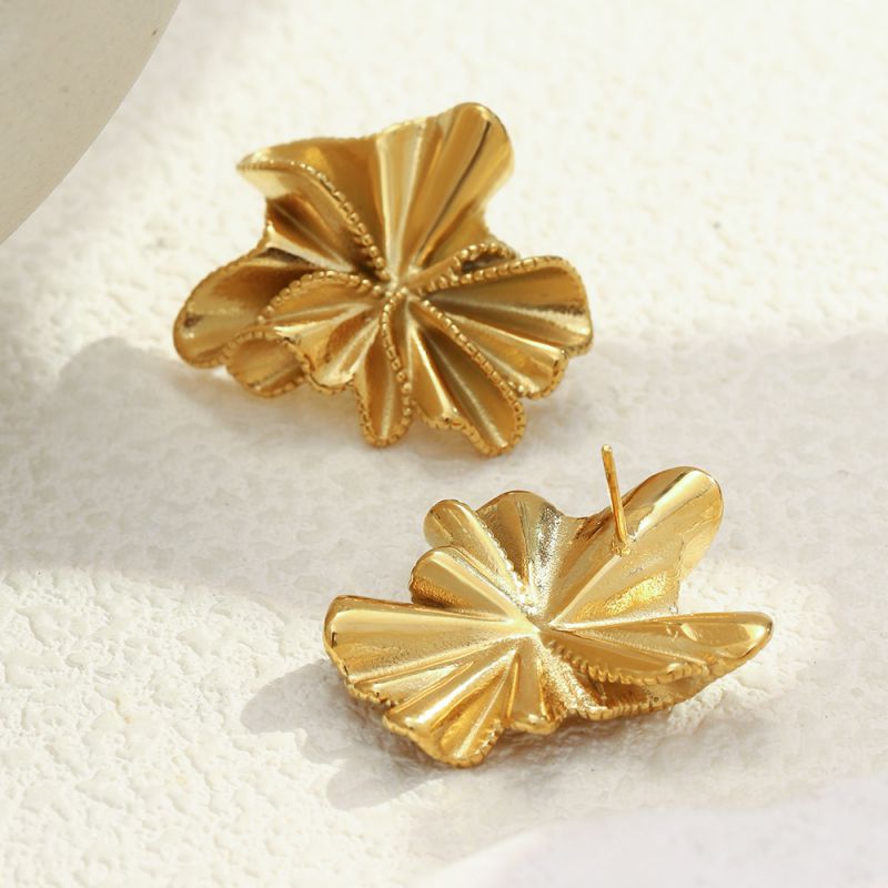 Gold Ruffle Studs